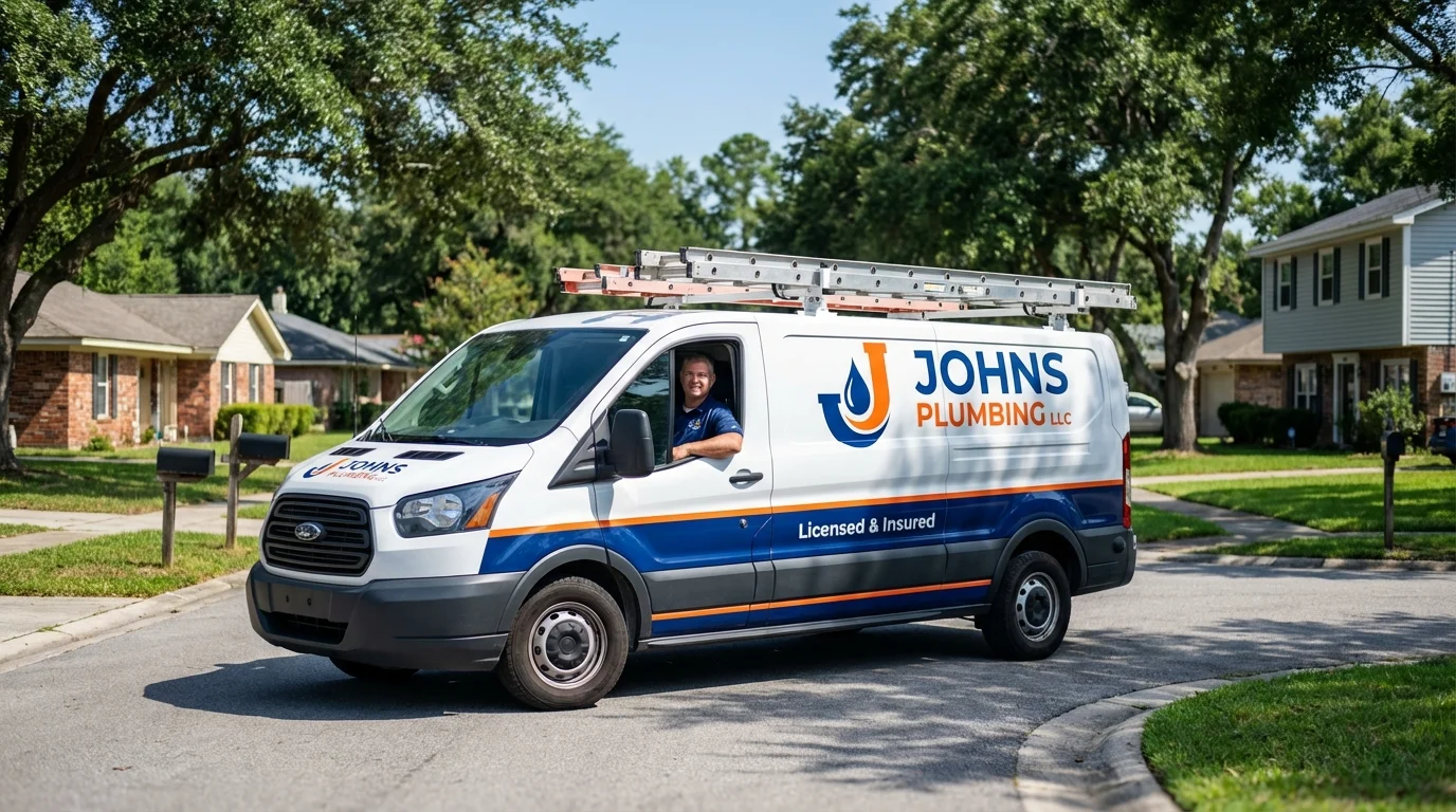 Johns Plumbing LLC service van in Muenster, TX