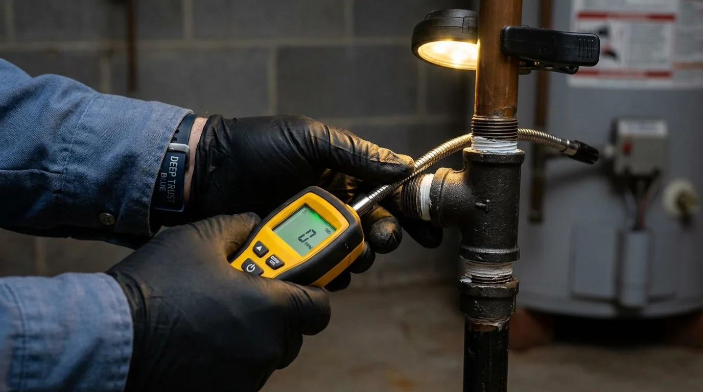 Gas leak detection with electronic sniffer by Johns Plumbing LLC in Muenster
